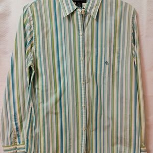 Lauren Ralph Lauren Striped Green and Blue Women's Button Down Shirt